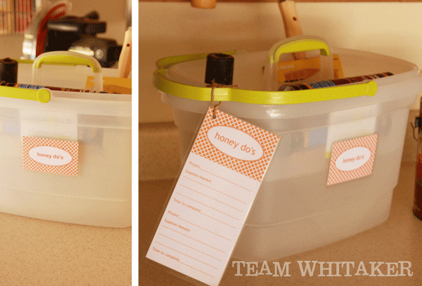 Garage Organization, Honey-Do Bucket, Team Whitaker